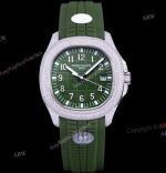 SF Factory Replica Patek Philippe Aquanaut Green Face Diamond Watch 